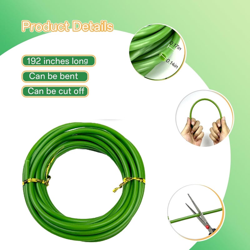 Threemonkys (2PCS)1 roll of green tubular flower stems wrap, 192 inches (about 500 cm) in length, used to thicken artificial flower, DIY wedding bouquet (4.5MM) - Image 2
